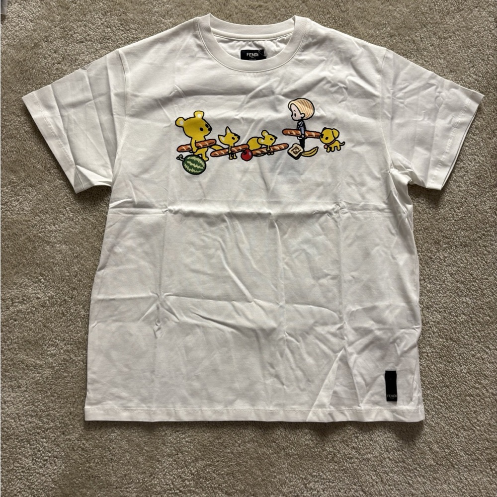 Fendi White Tee with Playful Graphic